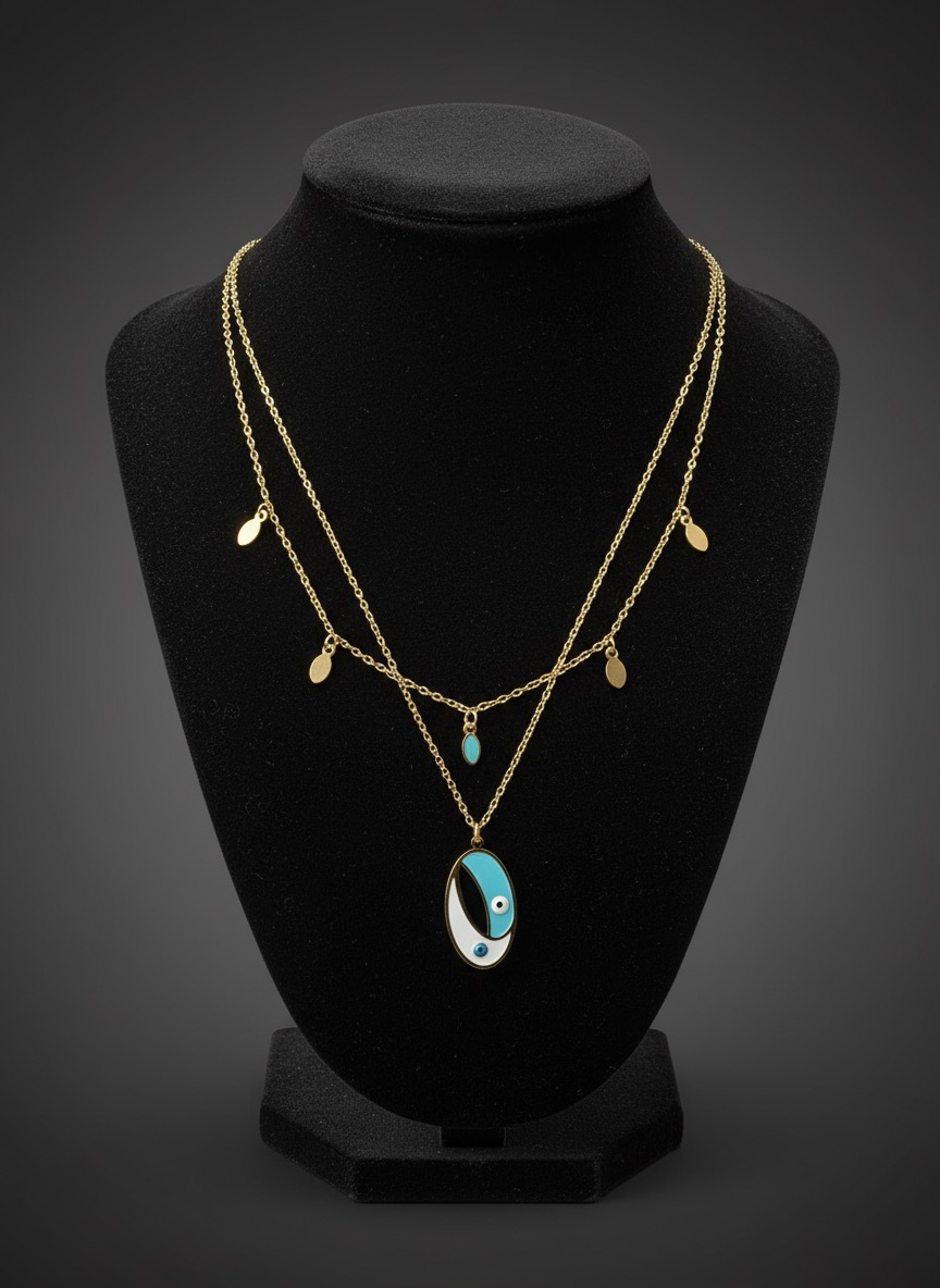 Aqua Allure Evil Eye Layered Necklace | Best Necklace For Gifts | Jueria