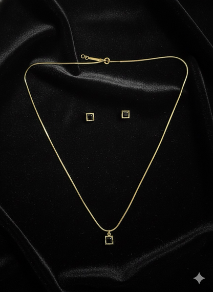 Elegant Noir Square Pendant Set | Diwali Gift Set | Jueria