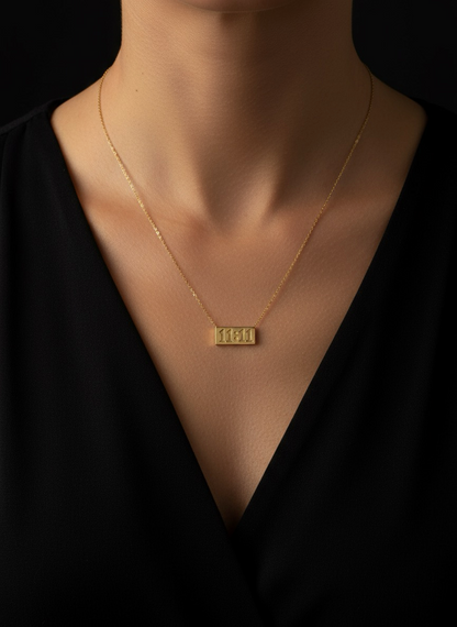 Midnight Gold 11:11 Necklace |  Rectangular Pendant | Jueria