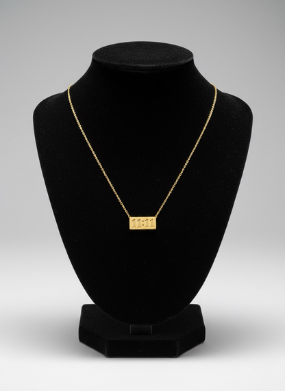 Midnight Gold 11:11 Necklace |  Rectangular Pendant | Jueria