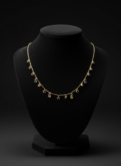 Gems Drop Necklace | Pendent With Multi-Coloured Gemstone | Jueria