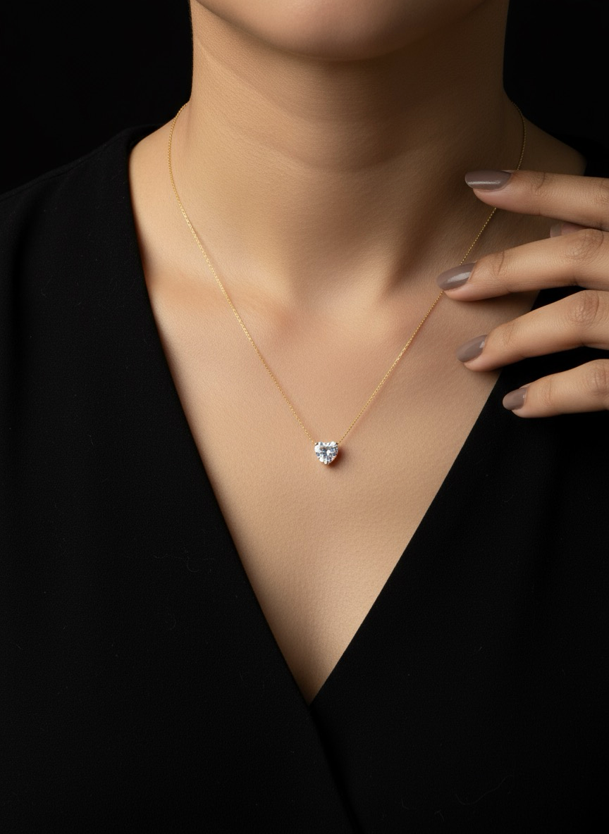 Heart Solitaire Pendant | solitaire stone | Beautiful Heart Shaped  Pendent Under 500 | Jueria