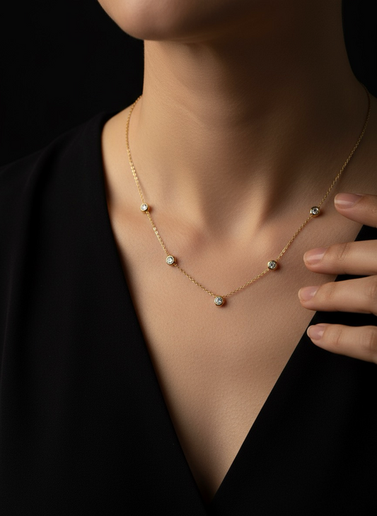Gold Solitaire Necklace | Beautiful Necklace Under 500 | Jueria